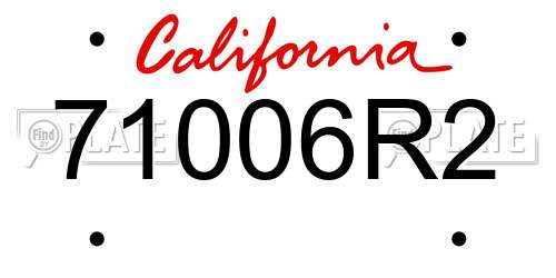 71006R2 California License Plate