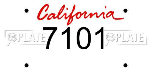 7101 California License Plate