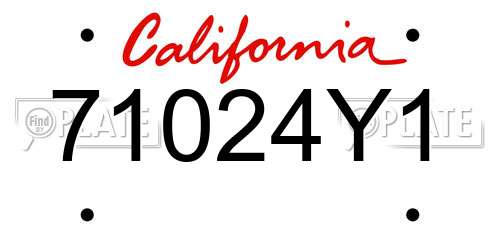 71024Y1 California License Plate