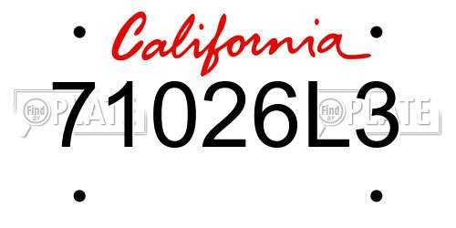 71026L3 California License Plate