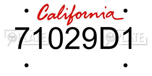71029D1 California License Plate