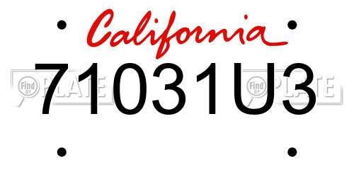 71031U3 California License Plate