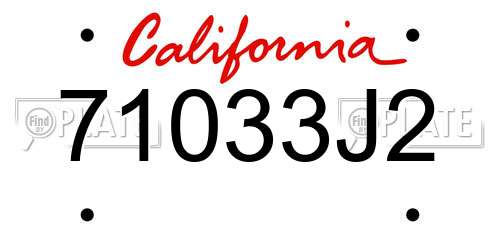 71033J2 California License Plate