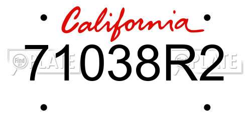 71038R2 California License Plate