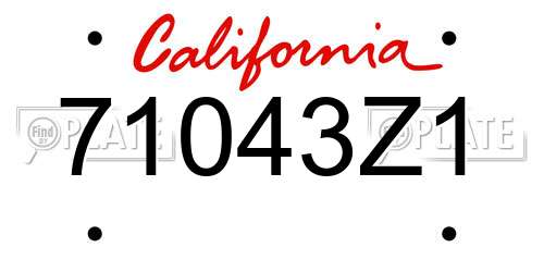 71043Z1 California License Plate
