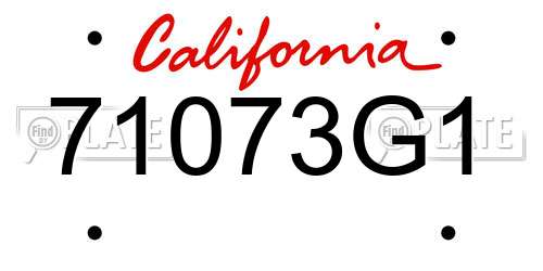 71073G1 California License Plate