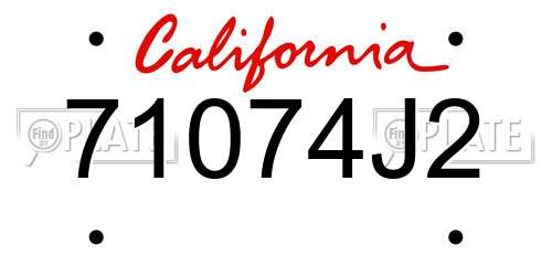 71074J2 California License Plate