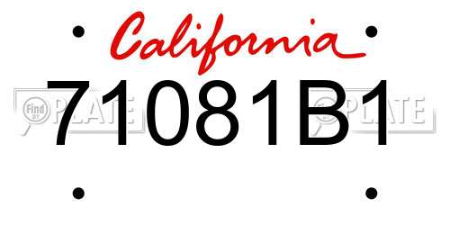 71081B1 California License Plate