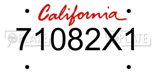 71082X1 California License Plate