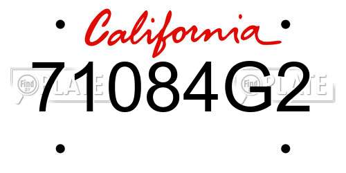 71084G2 California License Plate