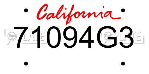 71094G3 California License Plate