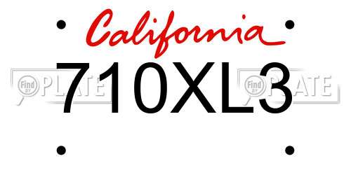 710XL3 California License Plate