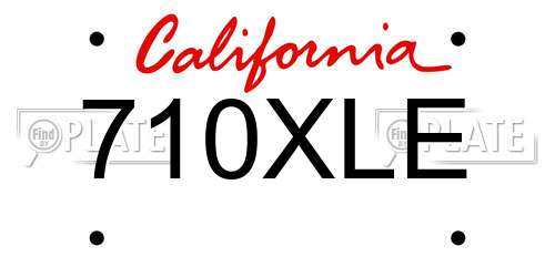 710XLE California License Plate