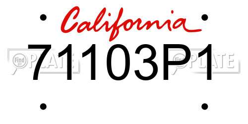 71103P1 California License Plate