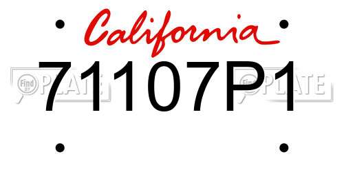 71107P1 California License Plate
