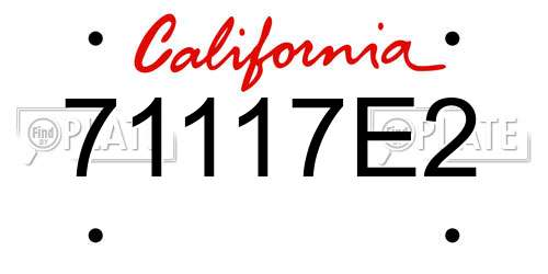 71117E2 California License Plate