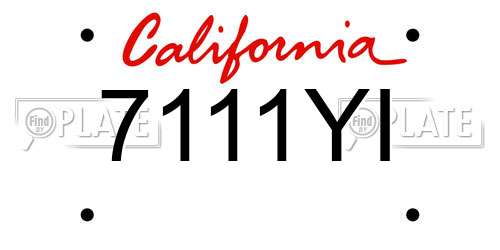7111YI California License Plate