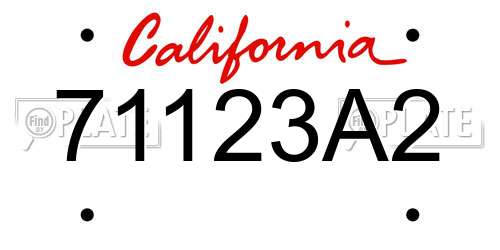 71123A2 California License Plate