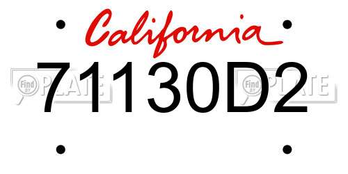 71130D2 California License Plate