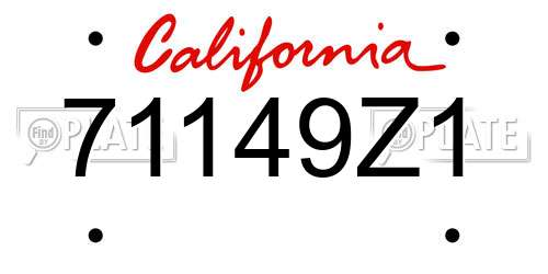 71149Z1 California License Plate