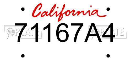 71167A4 California License Plate