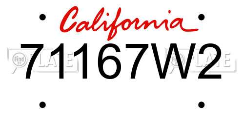 71167W2 California License Plate