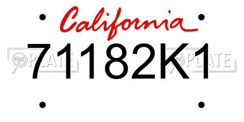 71182K1 California License Plate