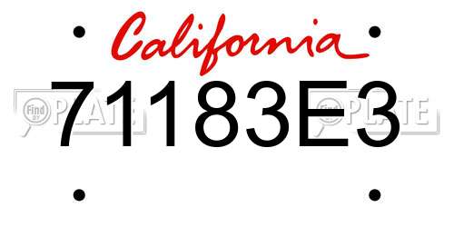71183E3 California License Plate