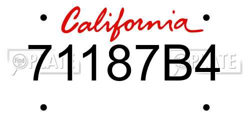 71187B4 California License Plate