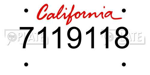 7119118 California License Plate