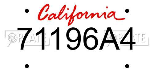 71196A4 California License Plate