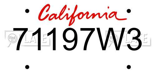 71197W3 California License Plate