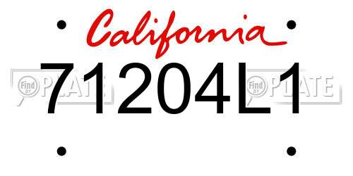 71204L1 California License Plate