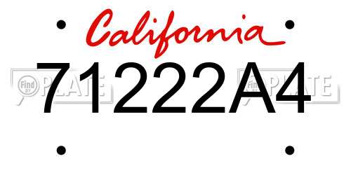 71222A4 California License Plate