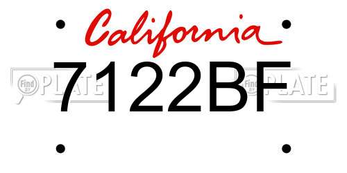 7122BF California License Plate