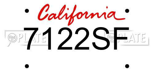 7122SF California License Plate