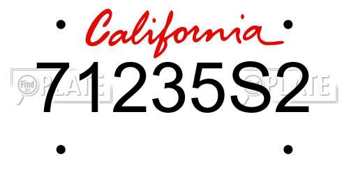71235S2 California License Plate