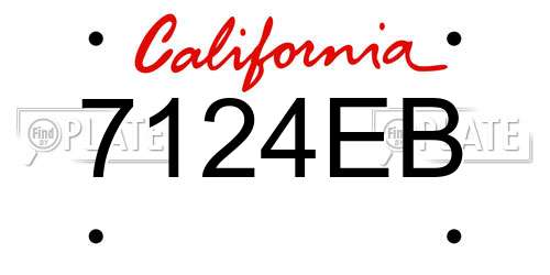 7124EB California License Plate