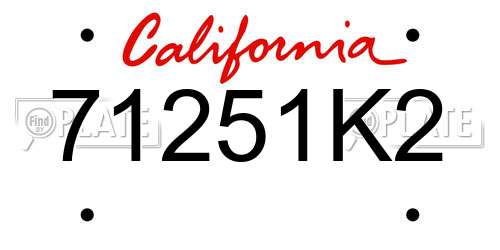 71251K2 California License Plate