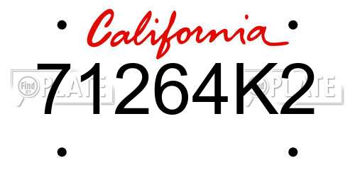 71264K2 California License Plate