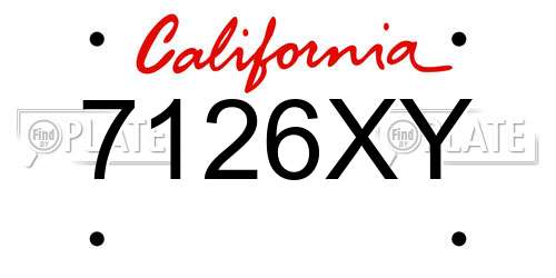 7126XY California License Plate