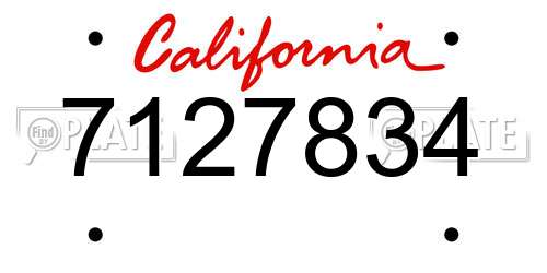 7127834 California License Plate