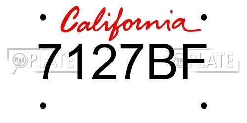 7127BF California License Plate