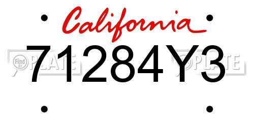 71284Y3 California License Plate