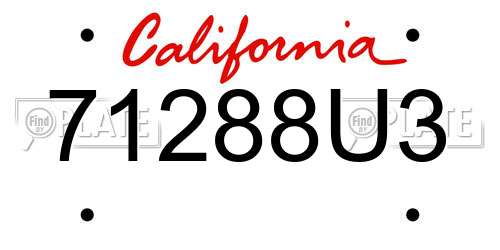 71288U3 California License Plate