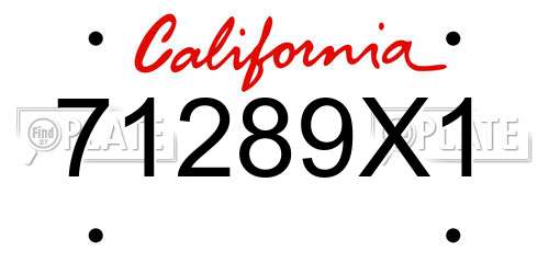 71289X1 California License Plate