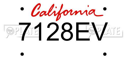 7128EV California License Plate