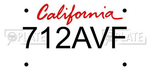 712AVF California License Plate