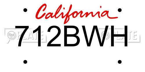 712BWH California License Plate