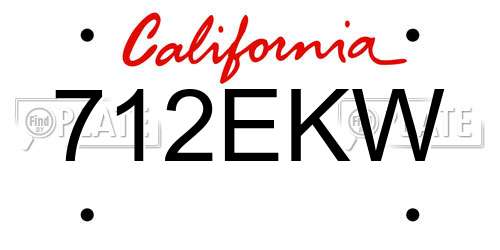 712EKW California License Plate